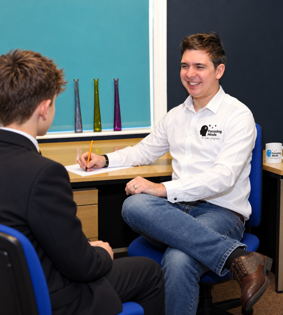 SEMH support session between Focusing Minds practitioner and secondary school student