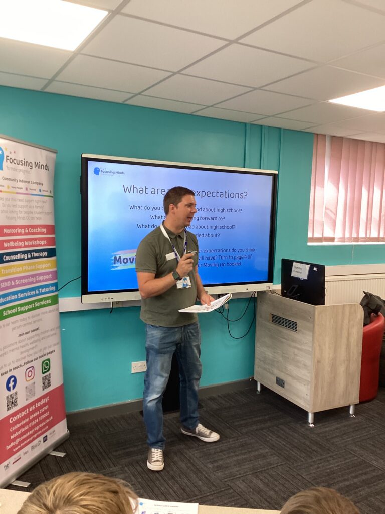 Focusing Minds delivering a Year 6 transition workshop at Trinity Academy Cathedral in Wakefield