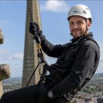 David Hunter taking part in the Wakefield Cathedral charity abseil for Focusing Minds